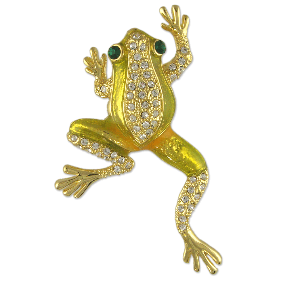 GB2334 | Green Frog Brooch Pin Pendant Made with Austrian Crystals