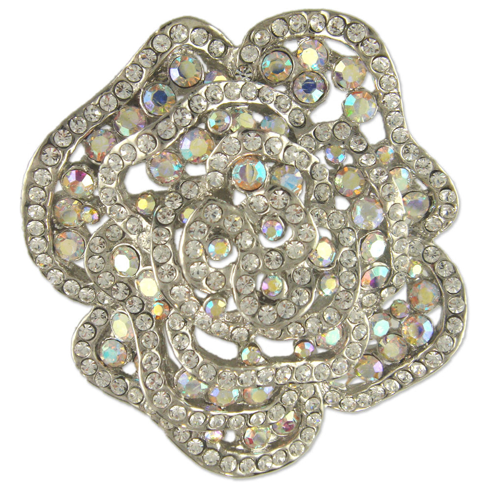 GB2469 | Austrian Crystal Rose Flower Brooch Pin, Red, Pink, Black, or Clear