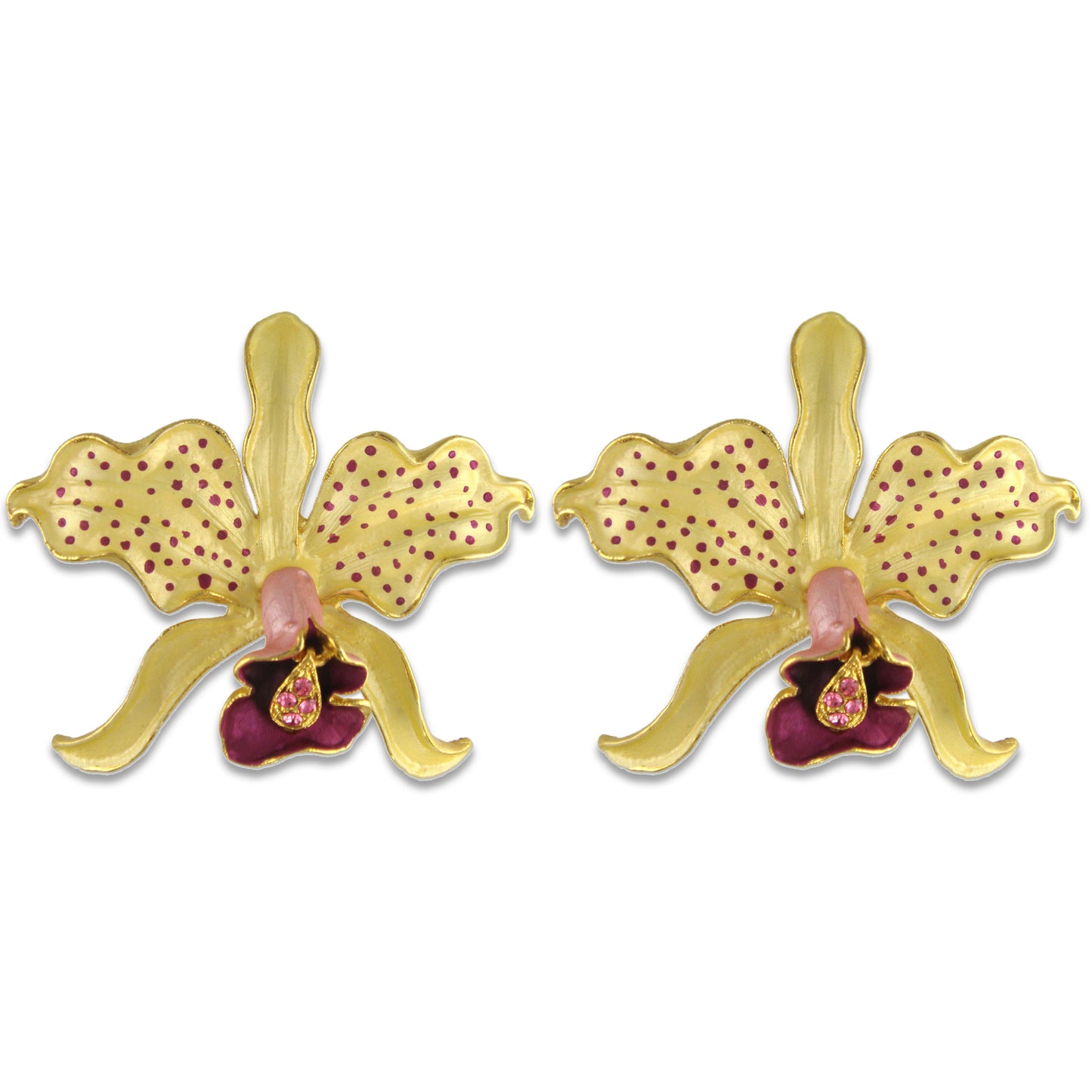 GB2478 | Gold Plated Austrian Crystal Orchid Flower Brooch or Earrings