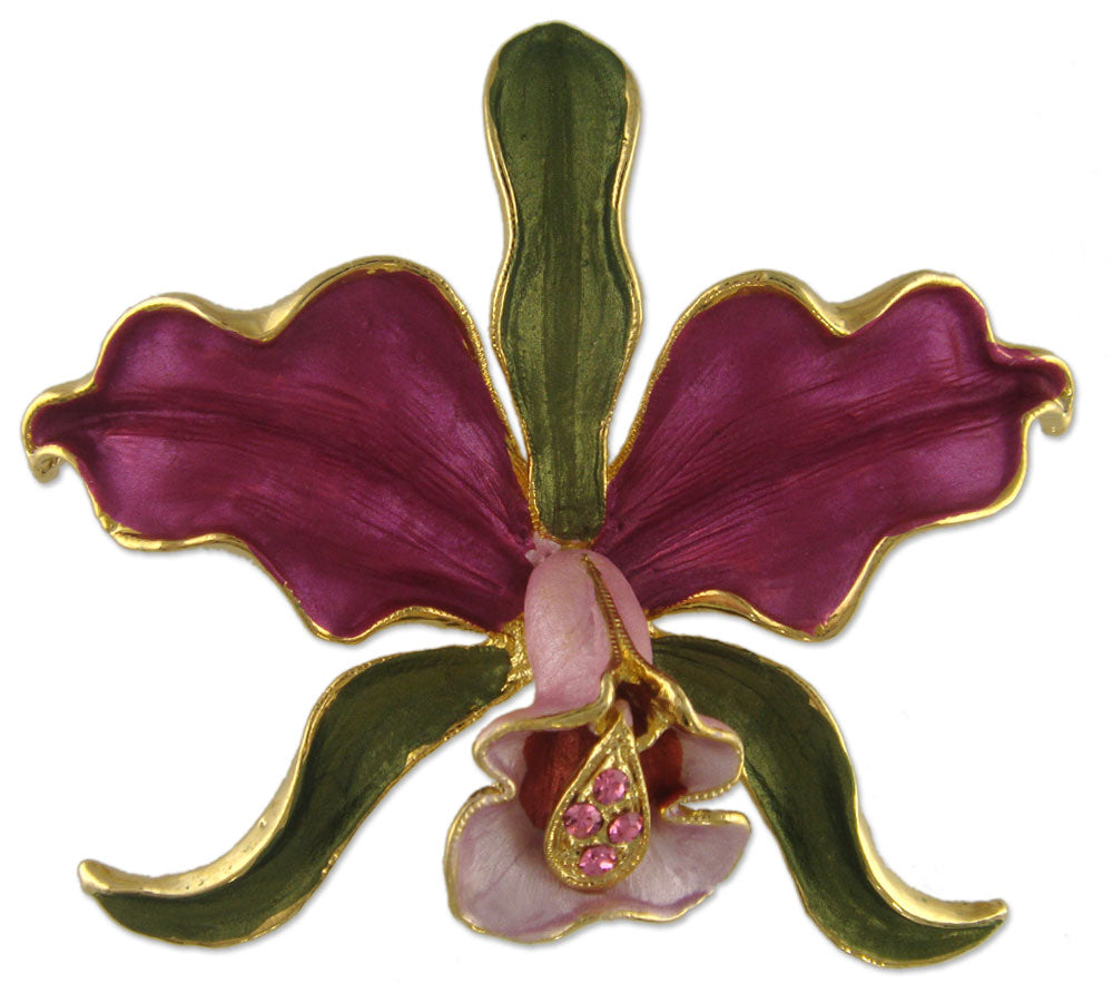 GB2478 | Gold Plated Austrian Crystal Orchid Flower Brooch or Earrings