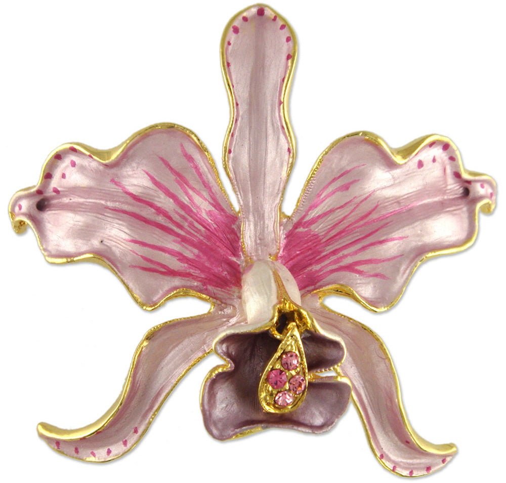 GB2478 | Gold Plated Austrian Crystal Orchid Flower Brooch or Earrings