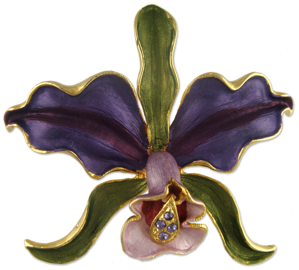 GB2478 | Gold Plated Austrian Crystal Orchid Flower Brooch or Earrings
