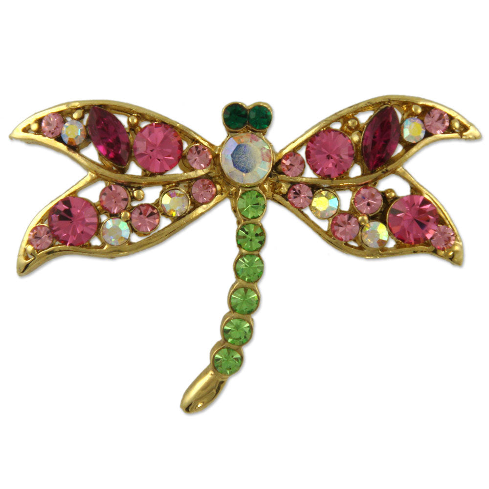 GB2374 | Antique Austrian Crystal Flying Dragonfly Insect Brooch Pin