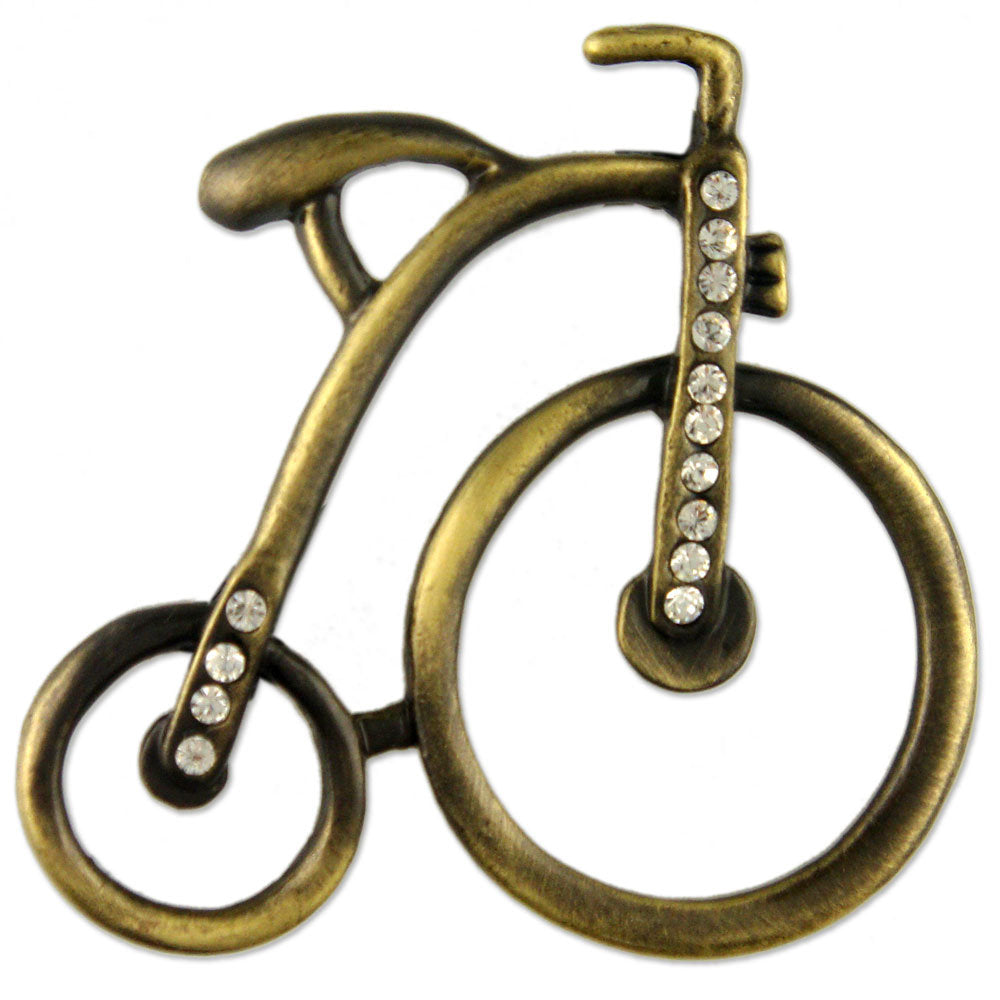 GB1771 | Antique Plated Crystal Bicycle Brooch/Pin Eyeglass Holder