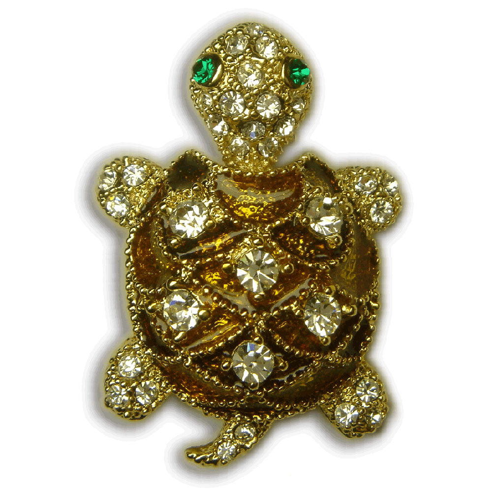 GB2201 | Austrian Crystal Gold Plated Cute Green Sea Turtle Brooch Pin