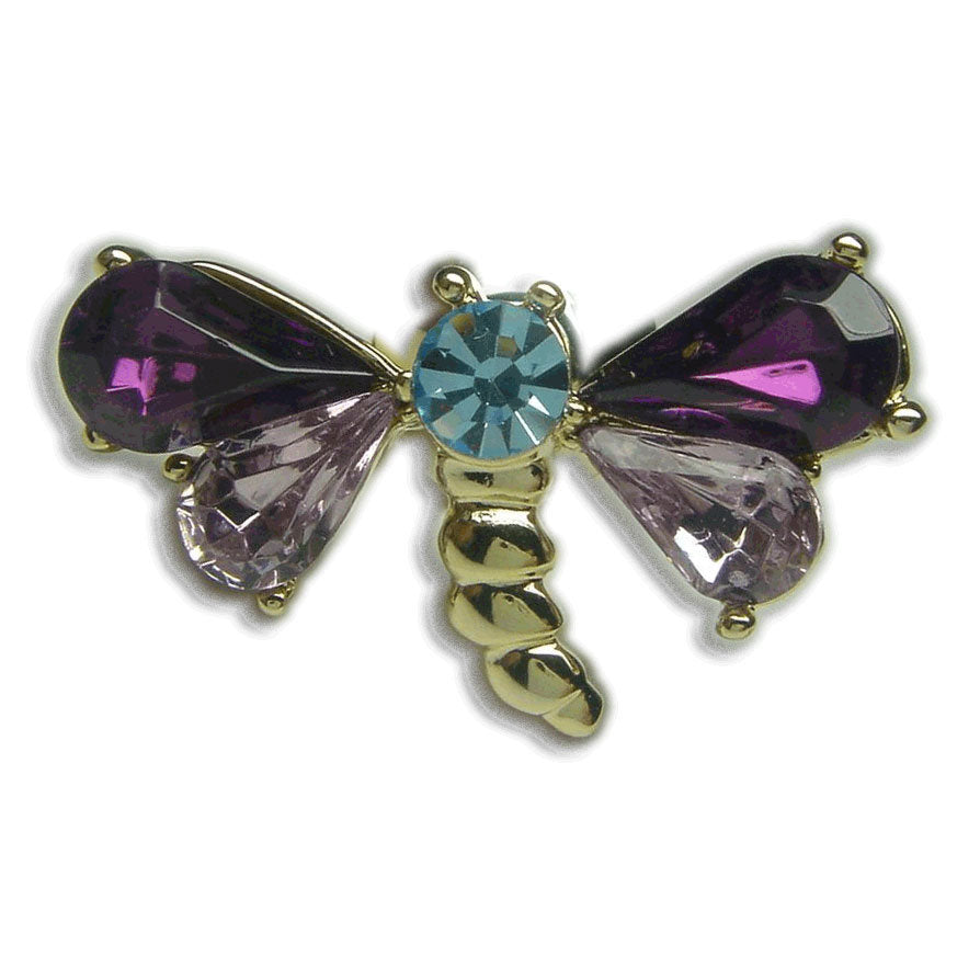 GB2242 |  Austrian Crystal Gold Plated Minimalist Simple Dragonfly Insect Brooch Pin