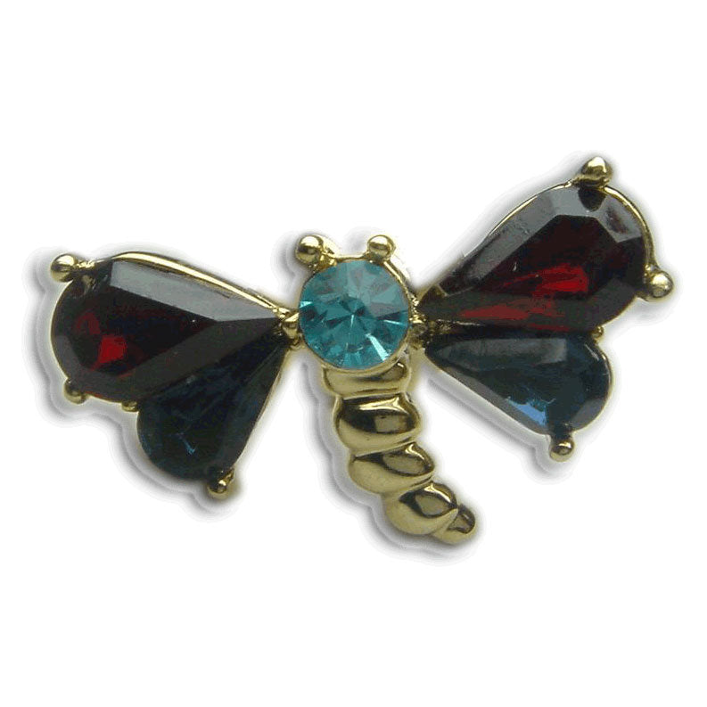 GB2242 |  Austrian Crystal Gold Plated Minimalist Simple Dragonfly Insect Brooch Pin