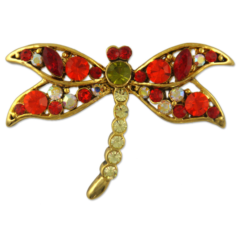 GB2374 | Antique Austrian Crystal Flying Dragonfly Insect Brooch Pin