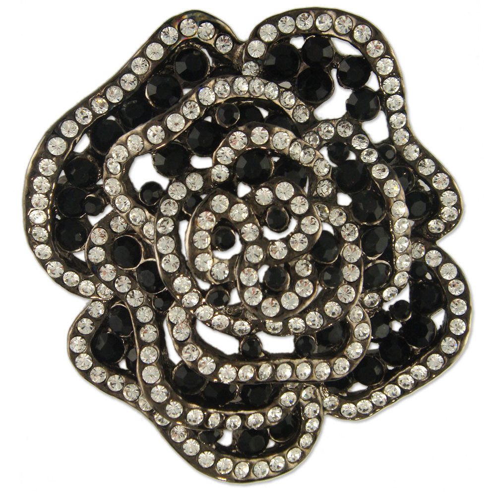 GB2469 | Austrian Crystal Rose Flower Brooch Pin, Red, Pink, Black, or Clear