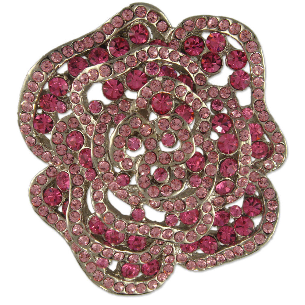GB2469 | Austrian Crystal Rose Flower Brooch Pin, Red, Pink, Black, or Clear