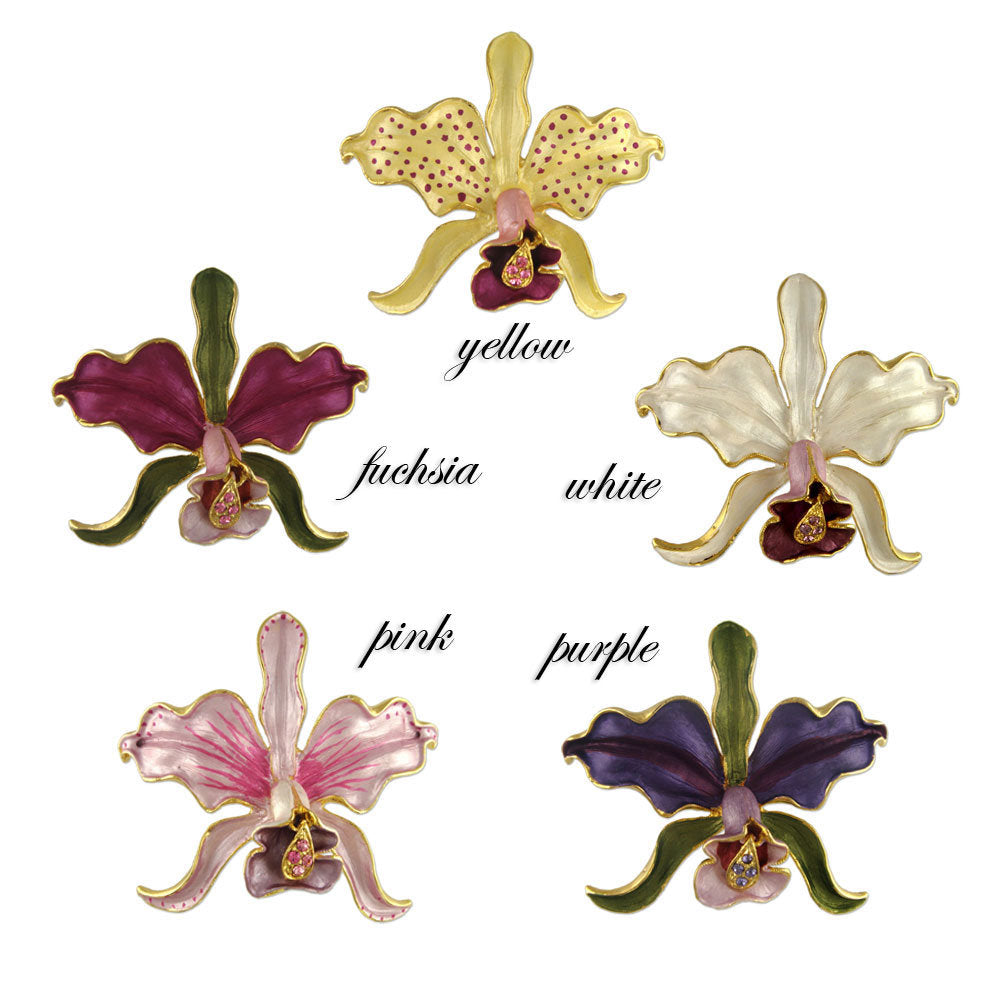 GB2478 | Gold Plated Austrian Crystal Orchid Flower Brooch or Earrings