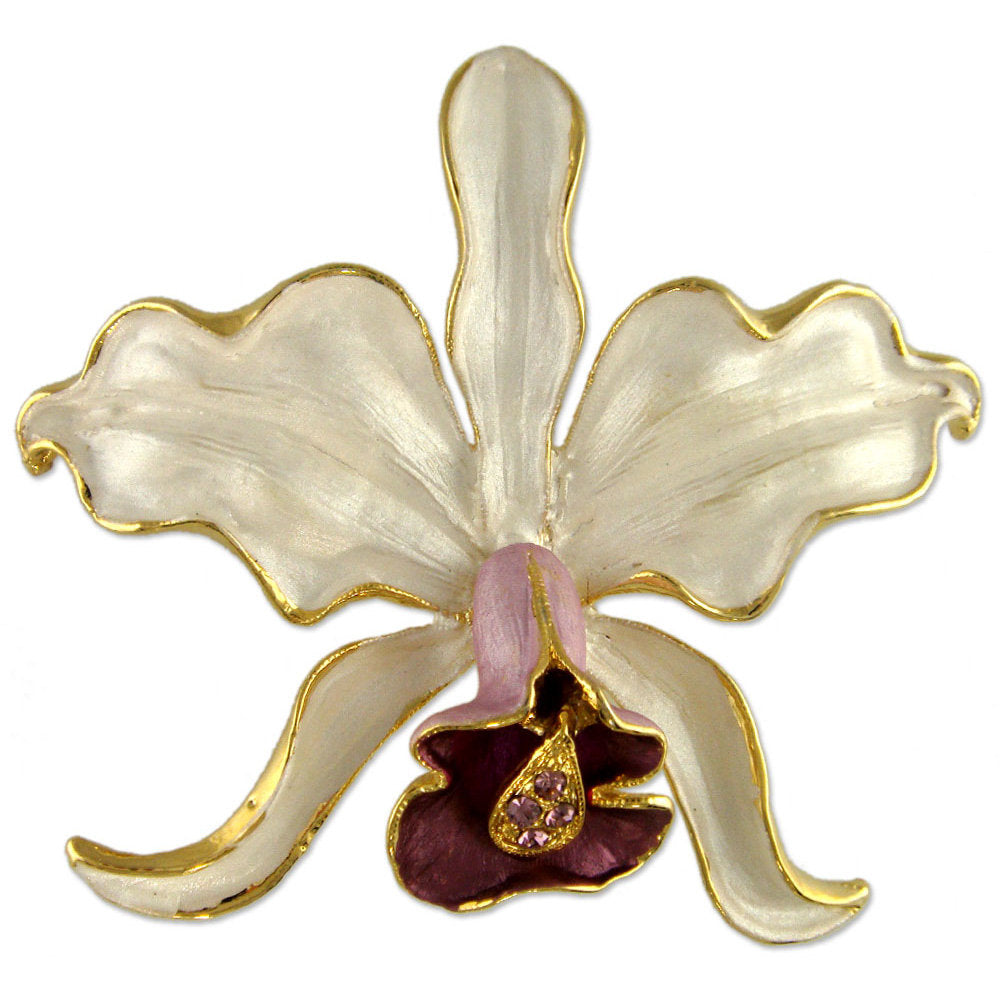 GB2478 | Gold Plated Austrian Crystal Orchid Flower Brooch or Earrings